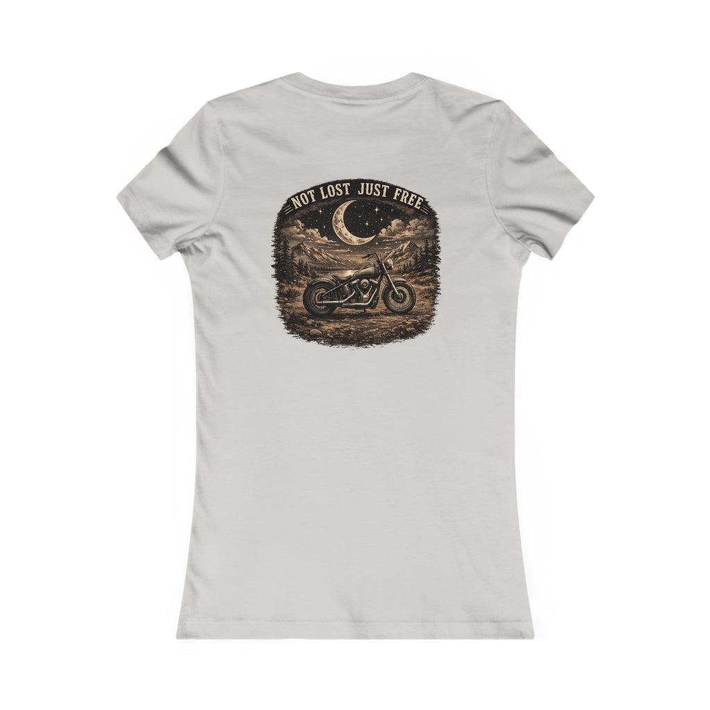 Women's Motorcycle Tee — "Not Lost, Just Free" Graphic Shirt