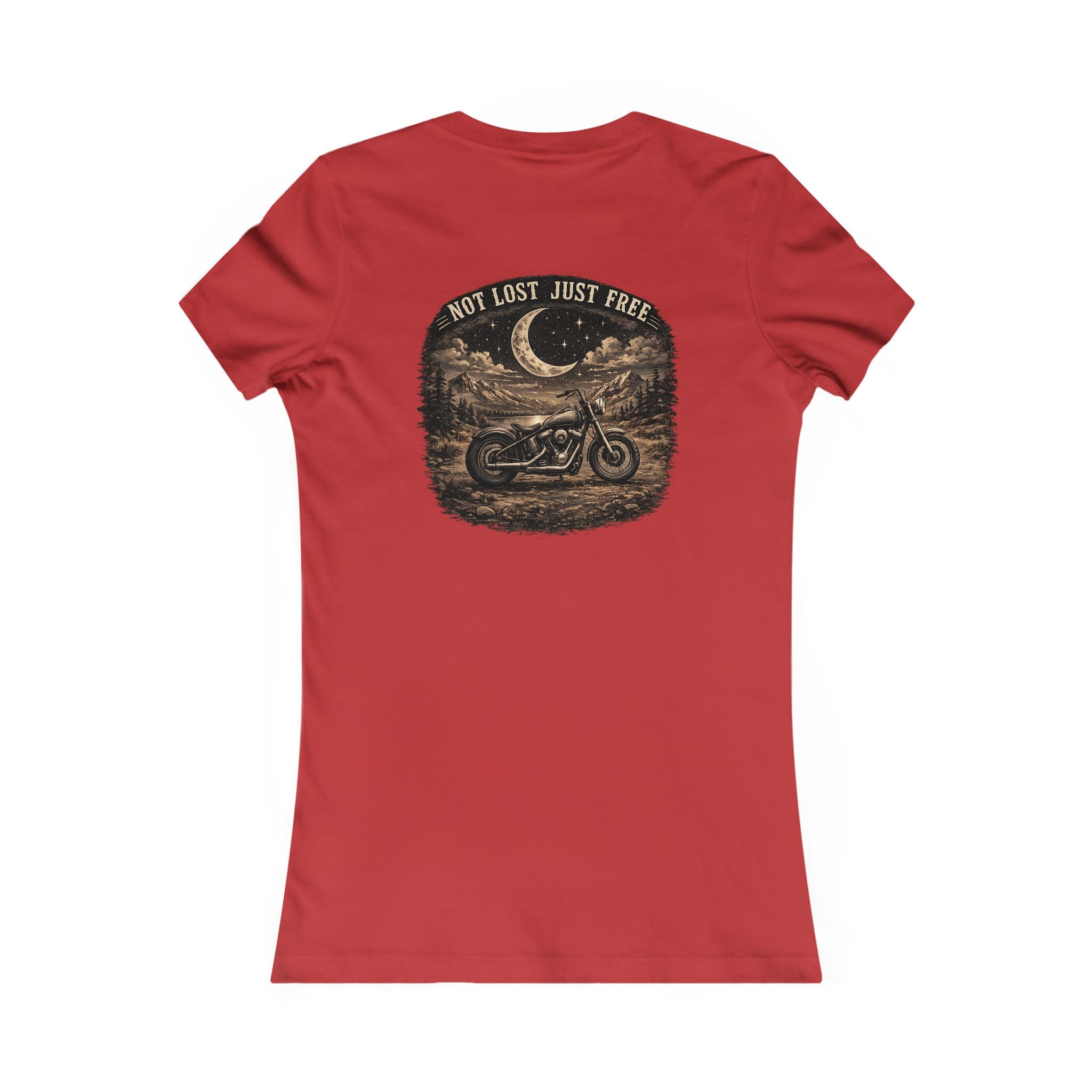 Women's Motorcycle Tee — "Not Lost, Just Free" Graphic Shirt