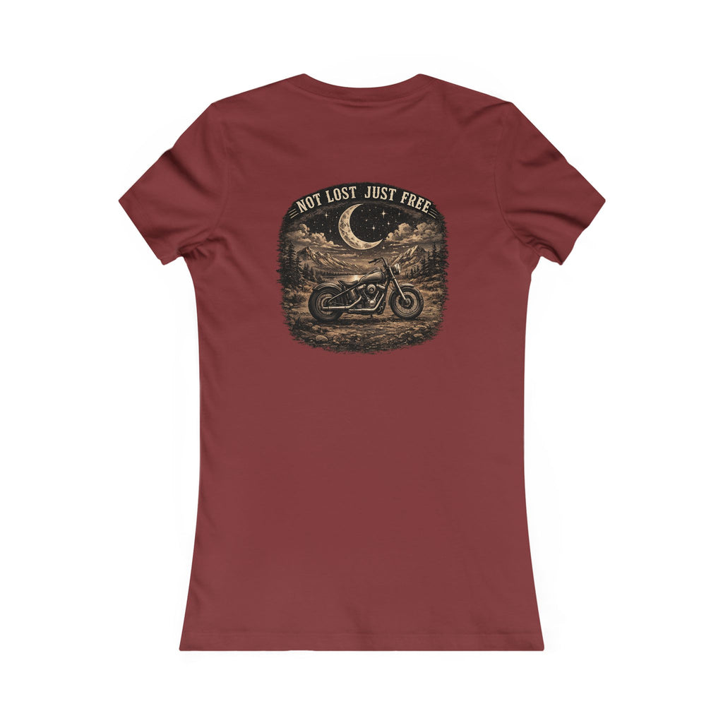 Women's Motorcycle Tee — "Not Lost, Just Free" Graphic Shirt