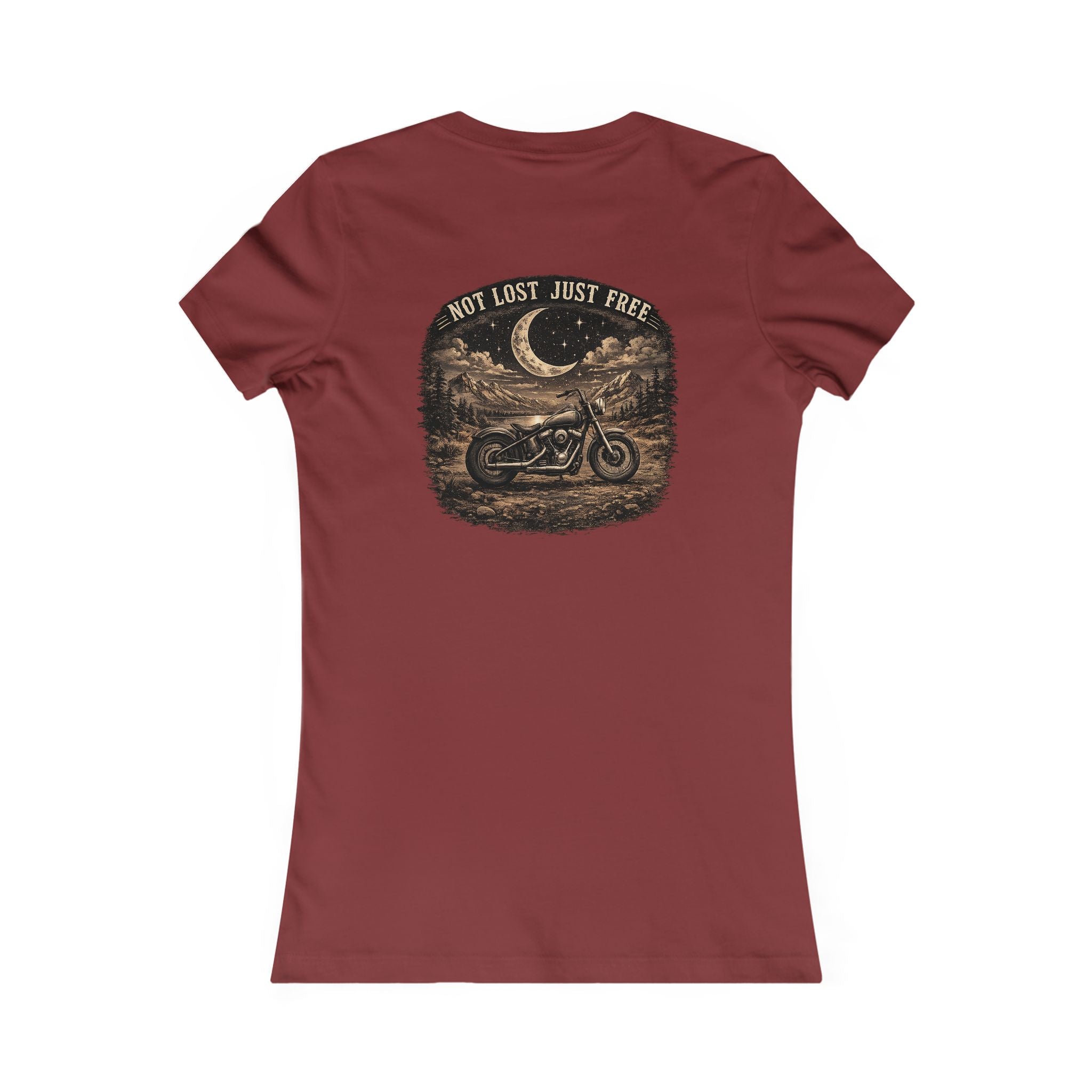 Women's Motorcycle Tee — "Not Lost, Just Free" Graphic Shirt