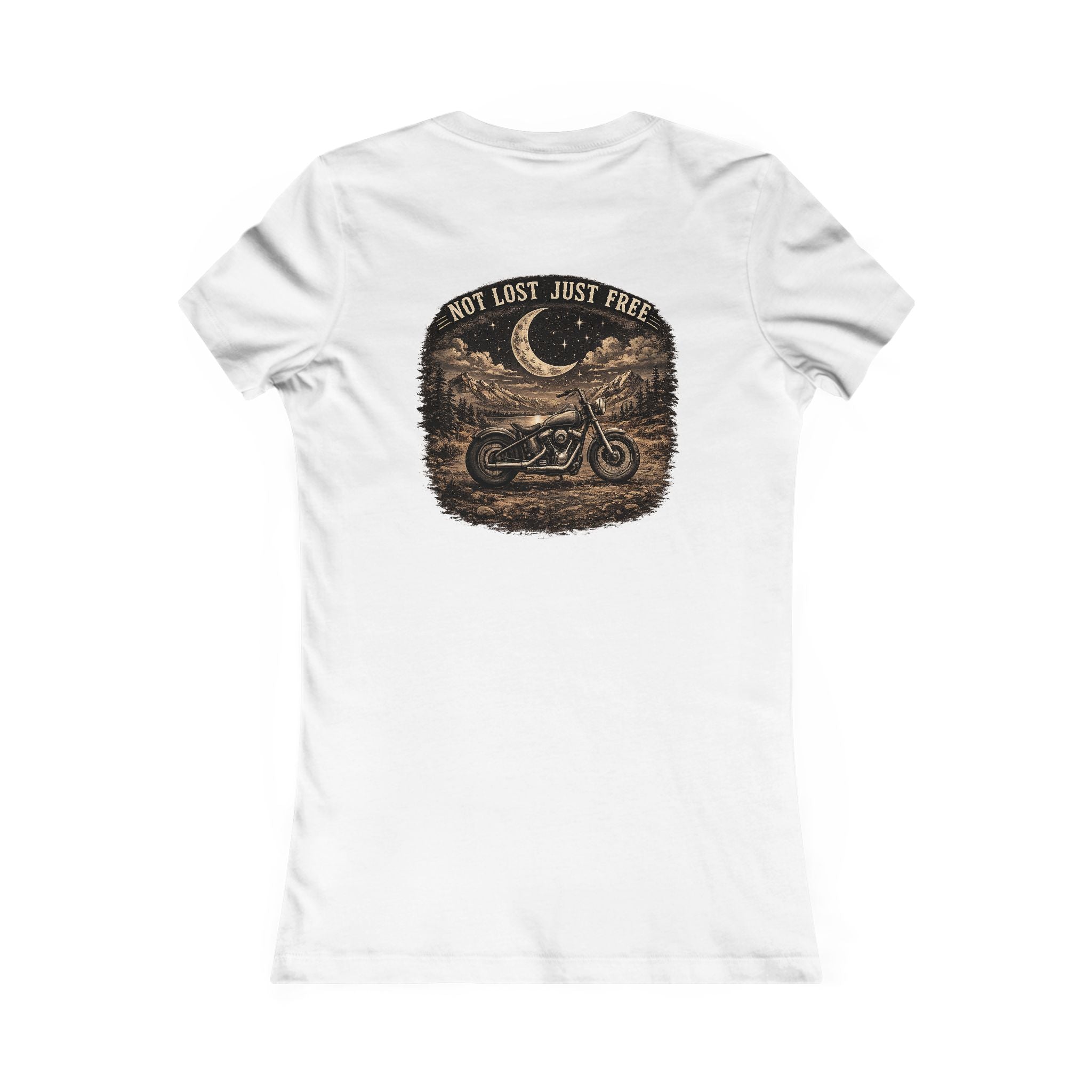 Women's Motorcycle Tee — "Not Lost, Just Free" Graphic Shirt