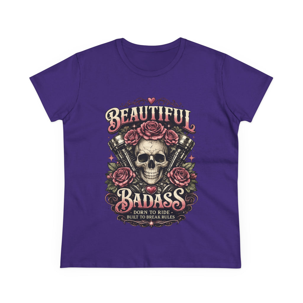 Women's 'Beautiful Badass' Skull Roses Tee