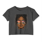 Women's Crop Top — Sunglasses/Motorcycle Sunset Graphic