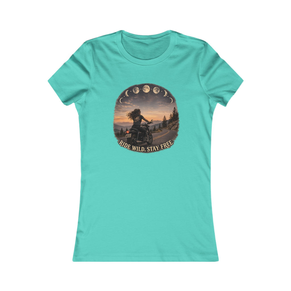 Women's Motorcycle Tee — "Ride Wild, Stay Free" Graphic Shirt