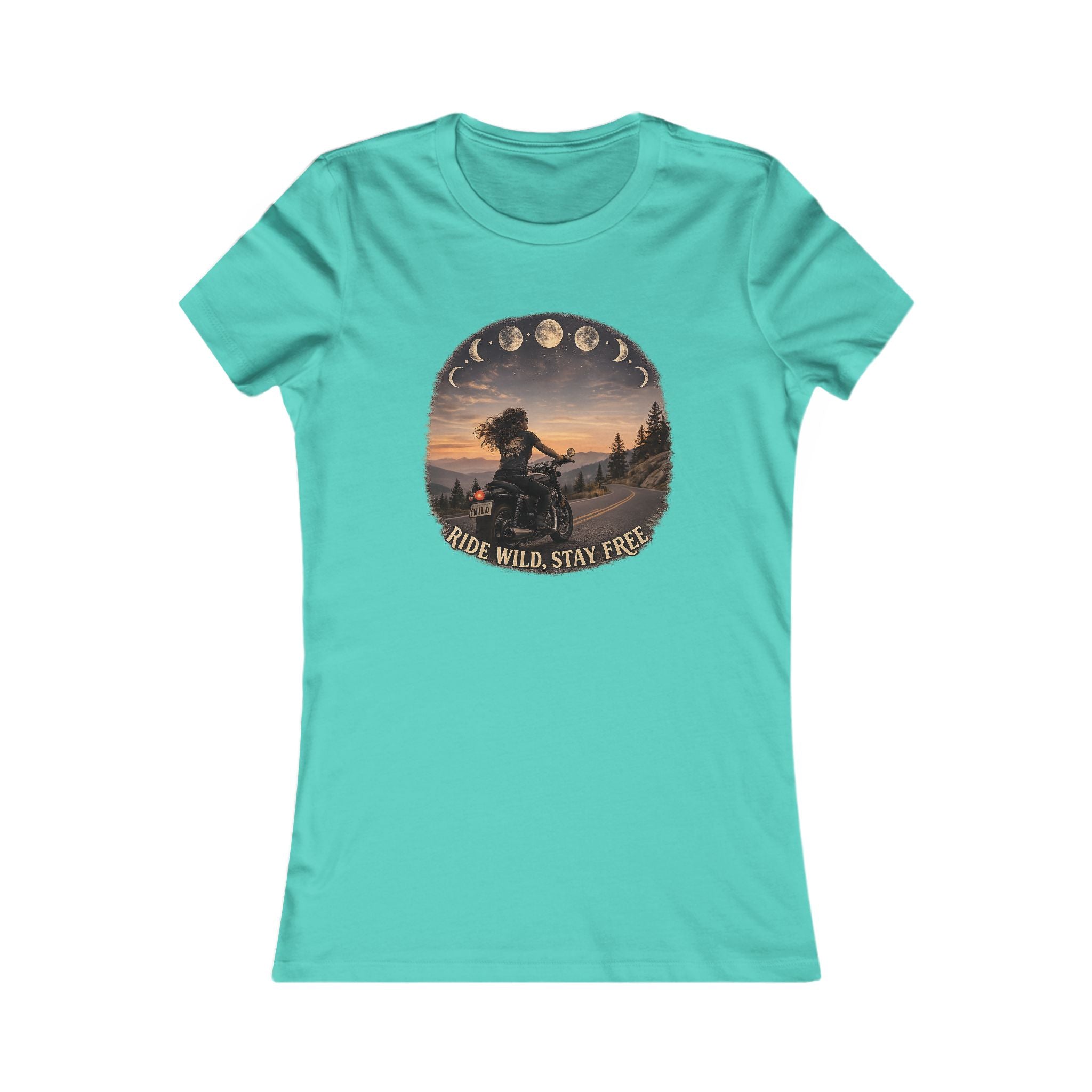 Women's Motorcycle Tee — "Ride Wild, Stay Free" Graphic Shirt