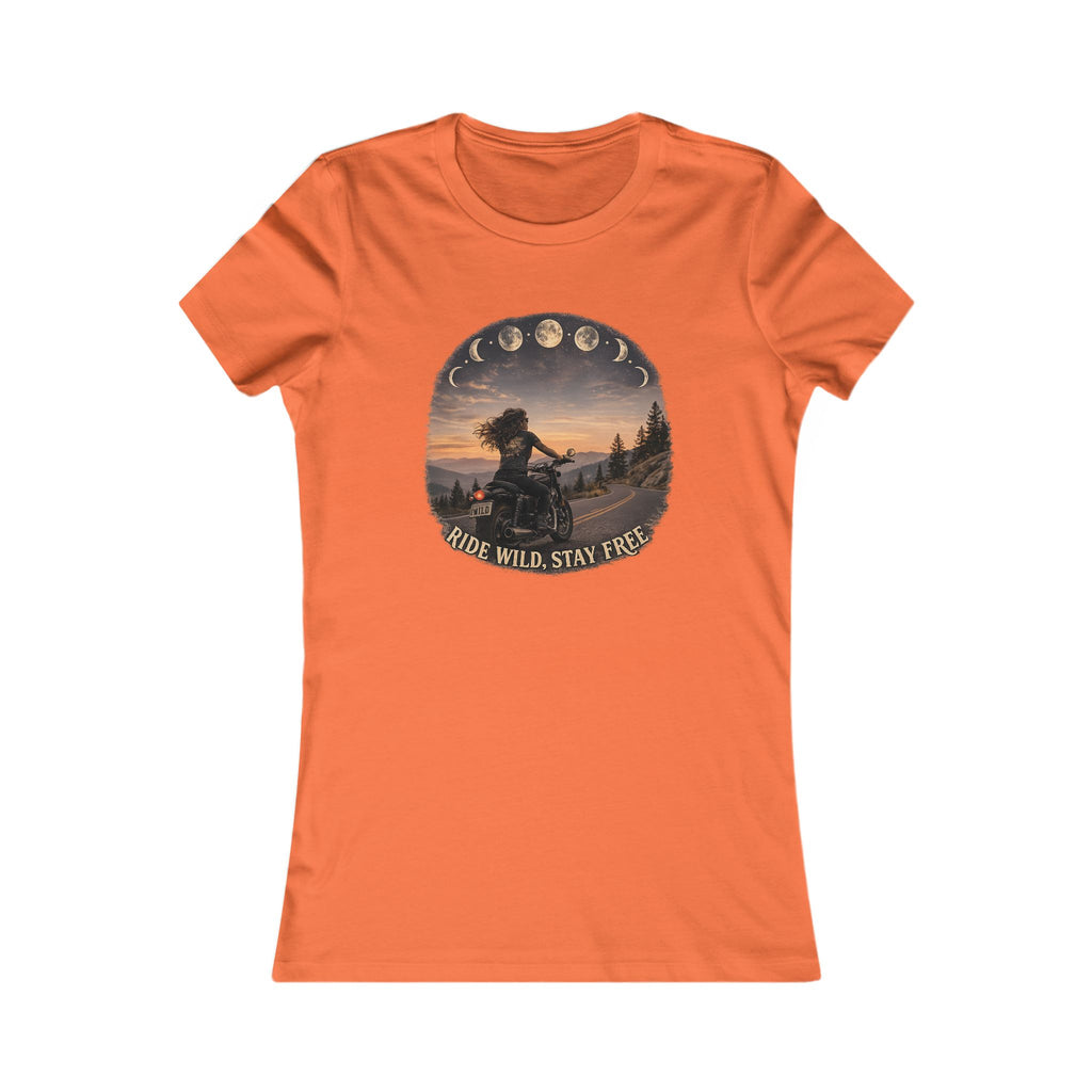 Women's Motorcycle Tee — "Ride Wild, Stay Free" Graphic Shirt