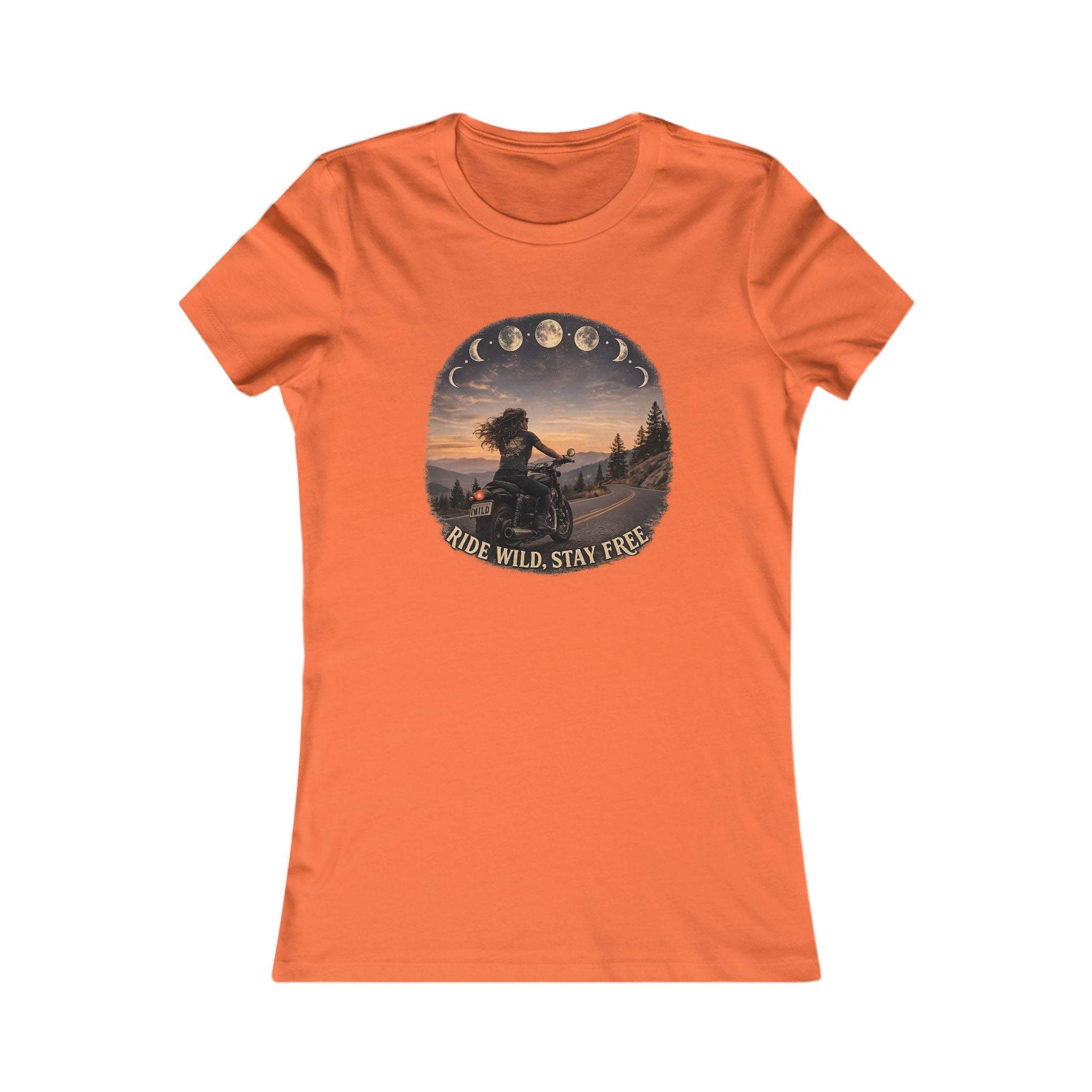 Women's Motorcycle Tee — "Ride Wild, Stay Free" Graphic Shirt