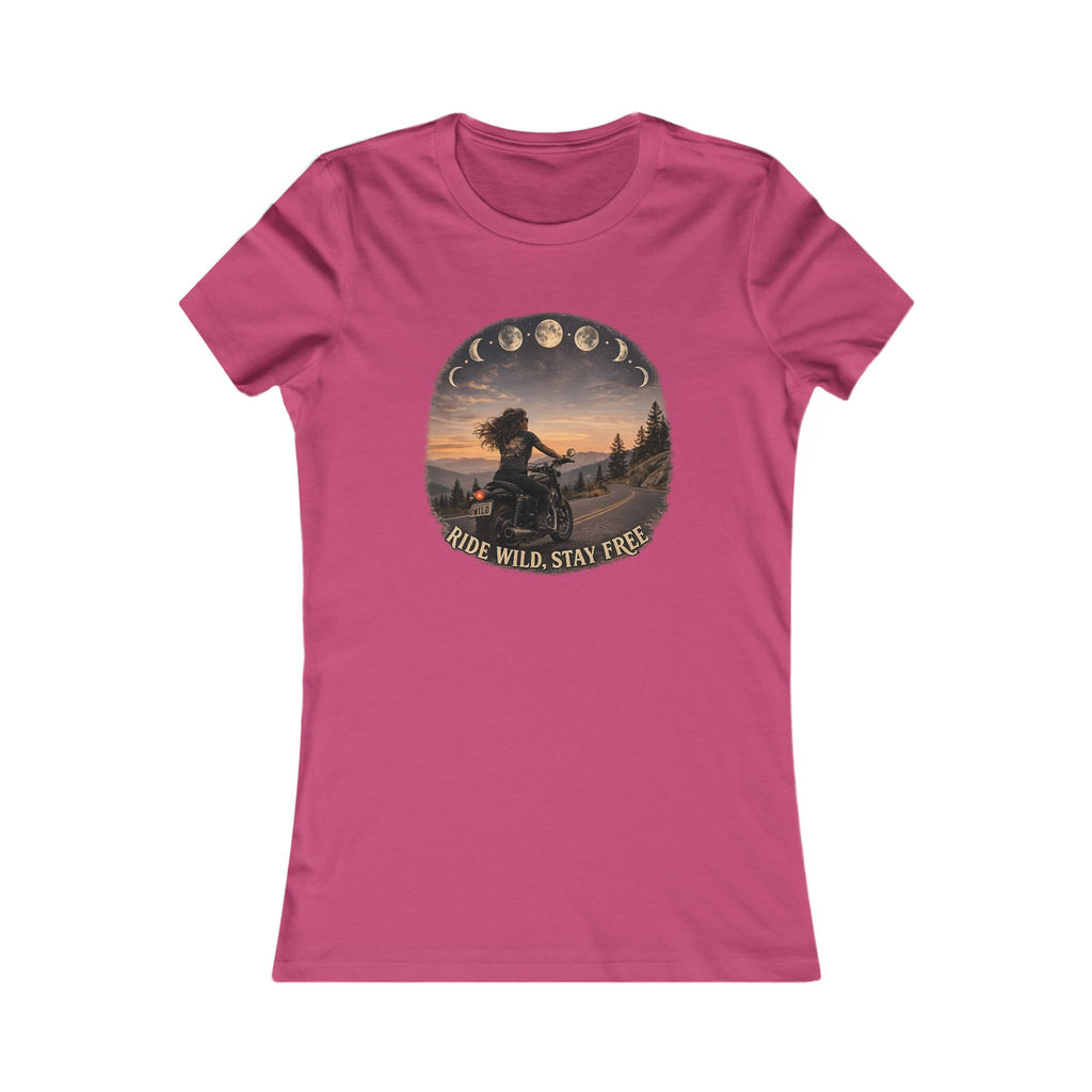 Women's Motorcycle Tee — "Ride Wild, Stay Free" Graphic Shirt
