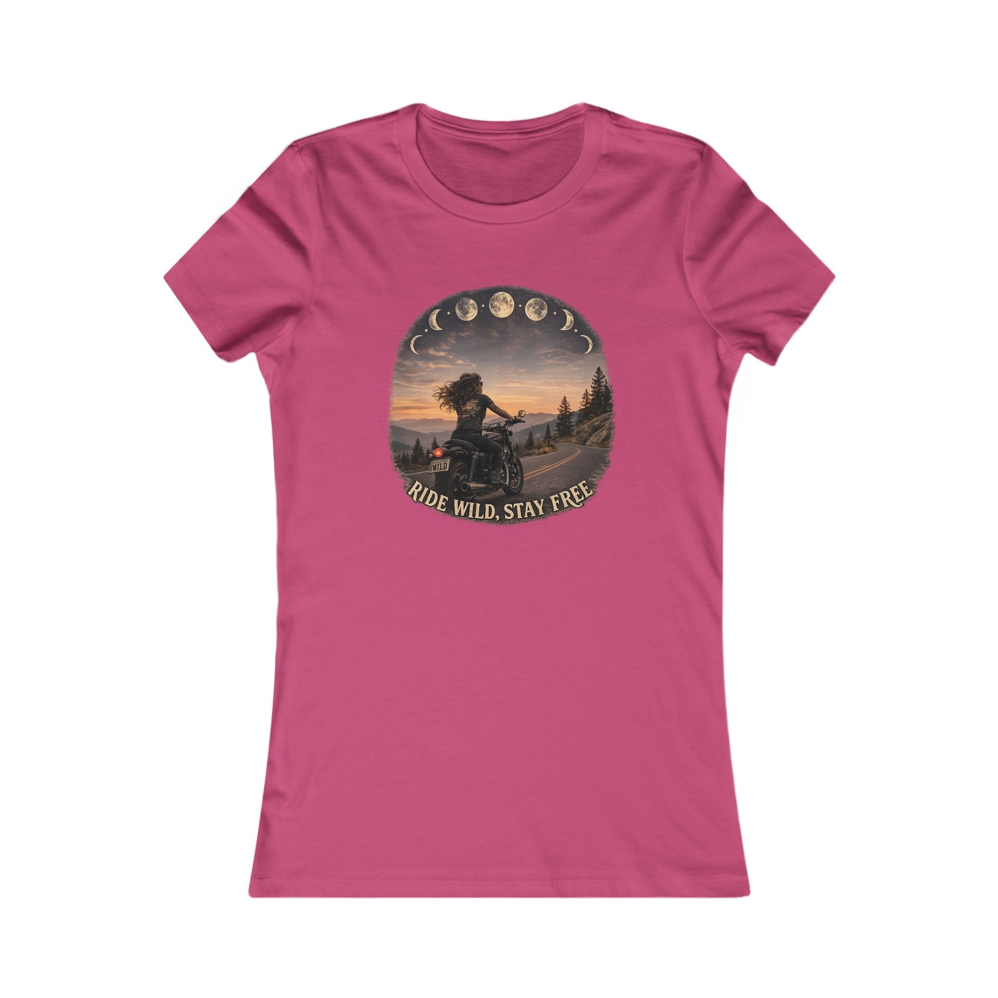 Women's Motorcycle Tee — "Ride Wild, Stay Free" Graphic Shirt