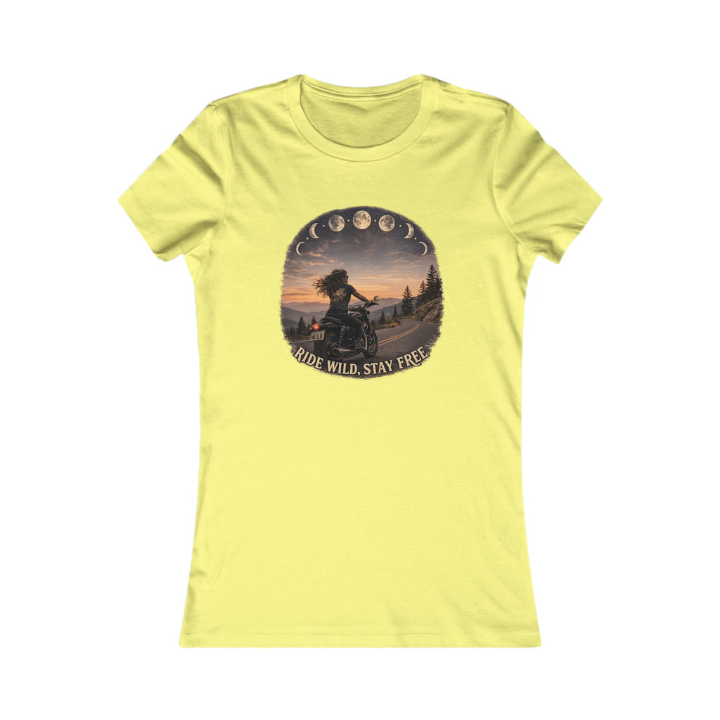 Women's Motorcycle Tee — "Ride Wild, Stay Free" Graphic Shirt