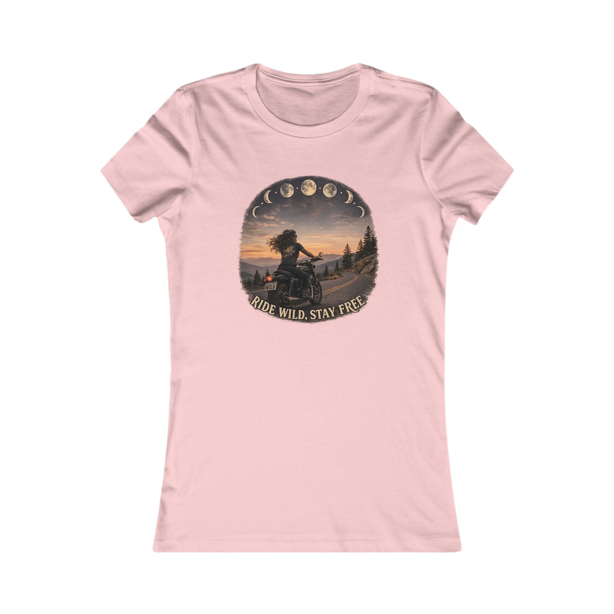 Women's Motorcycle Tee — "Ride Wild, Stay Free" Graphic Shirt