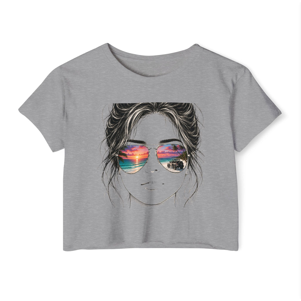 Women's Crop Top — Sunglasses/Jeep Sunset Graphic