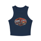 Chrome & Curves Racer Tank Top - Vintage Motorcycle Graphic Women's Crop