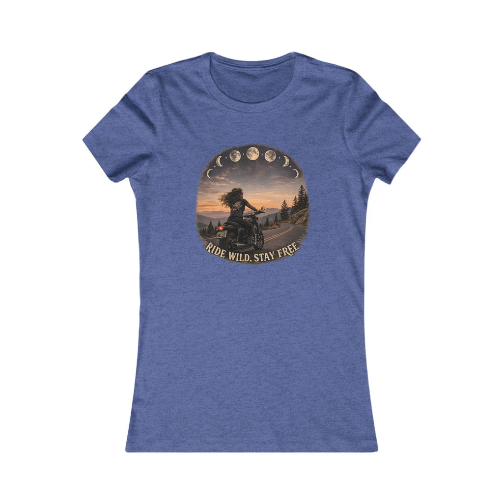 Women's Motorcycle Tee — "Ride Wild, Stay Free" Graphic Shirt