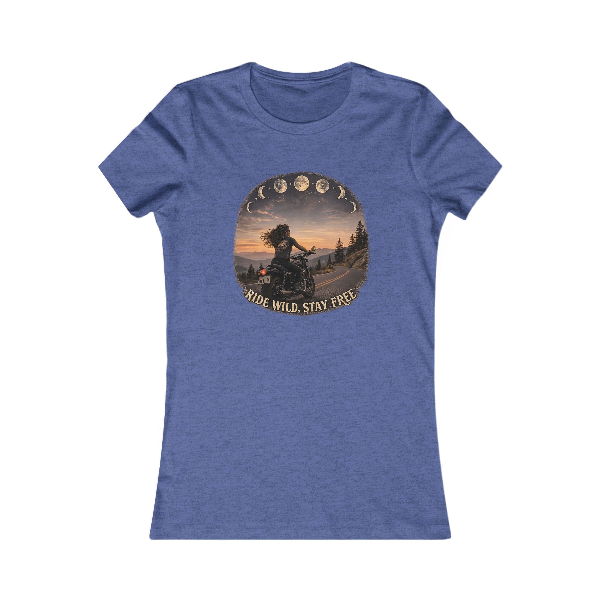 Women's Motorcycle Tee — "Ride Wild, Stay Free" Graphic Shirt