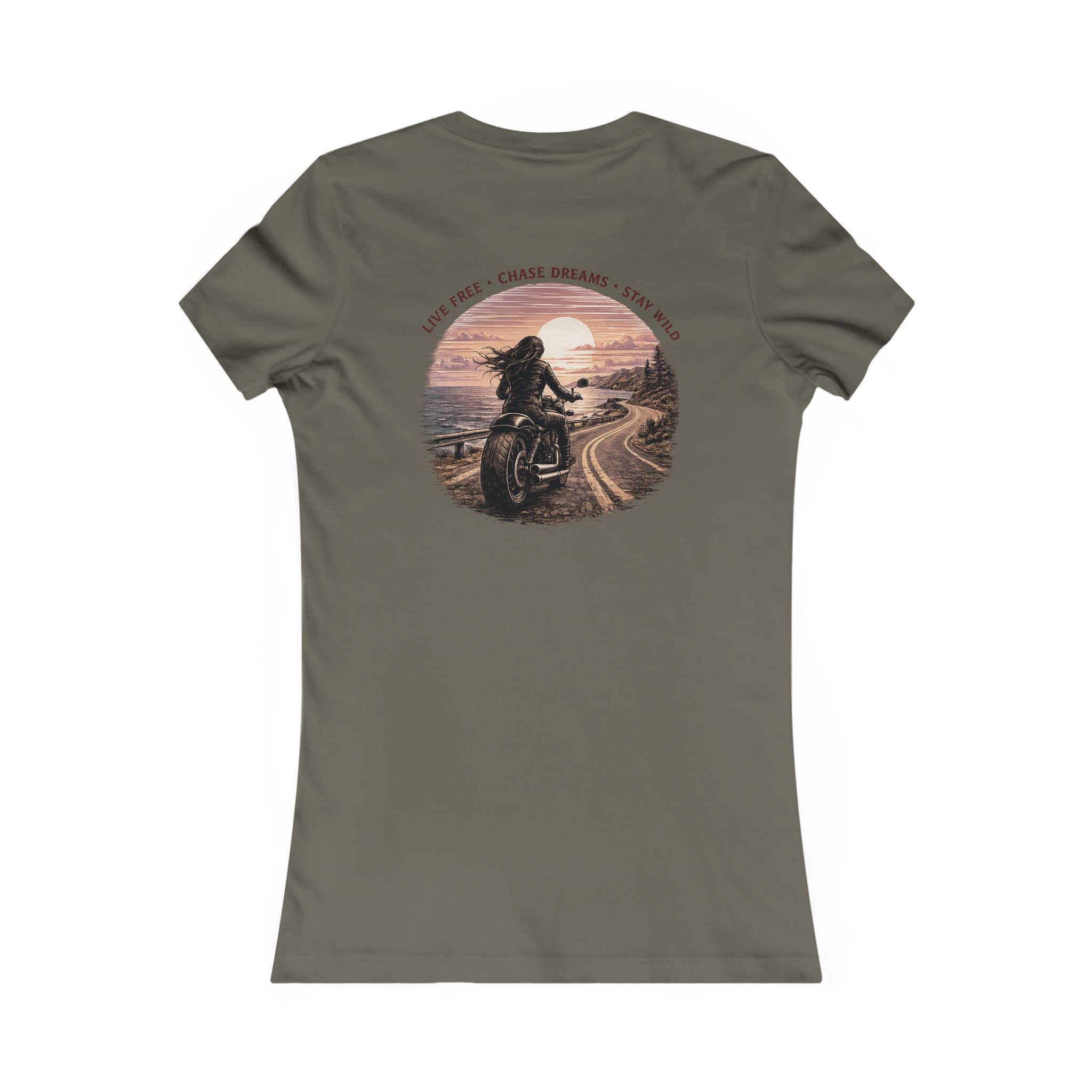 Women's Motorcycle Tee — "Live Free, Chase Dreams" Graphic Shirt