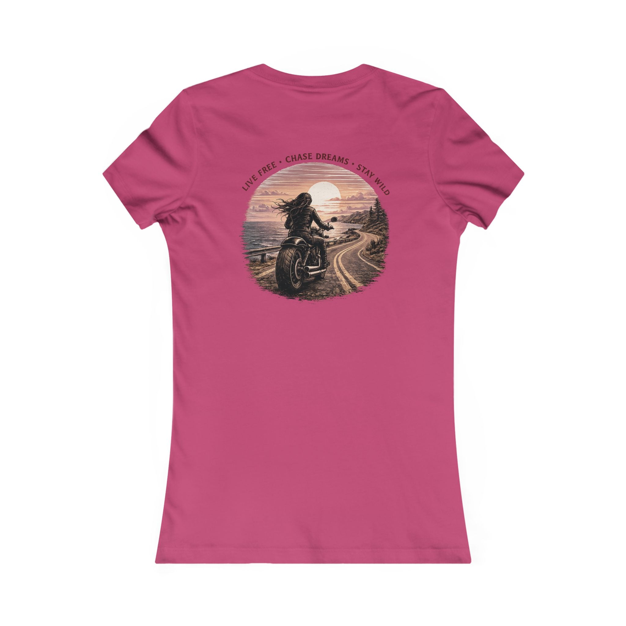 Women's Motorcycle Tee — "Live Free, Chase Dreams" Graphic Shirt
