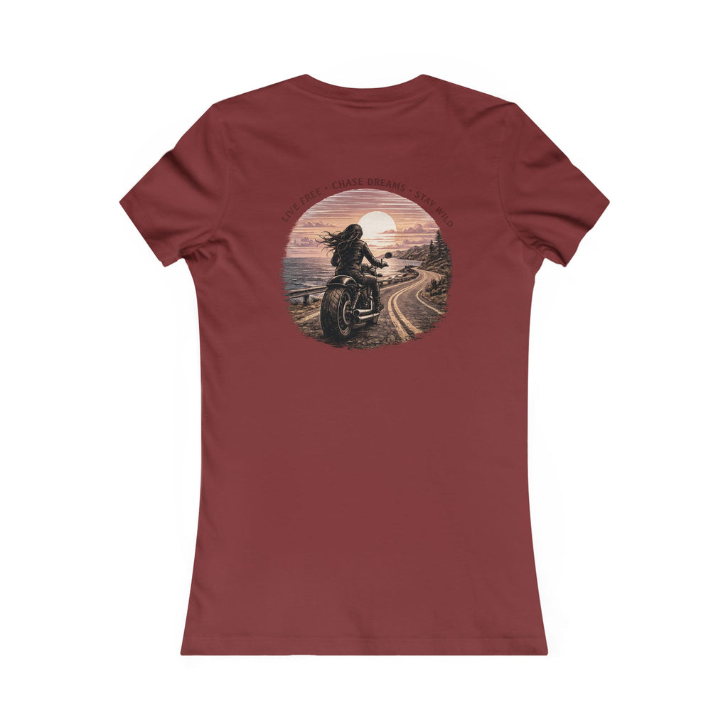 Women's Motorcycle Tee — "Live Free, Chase Dreams" Graphic Shirt