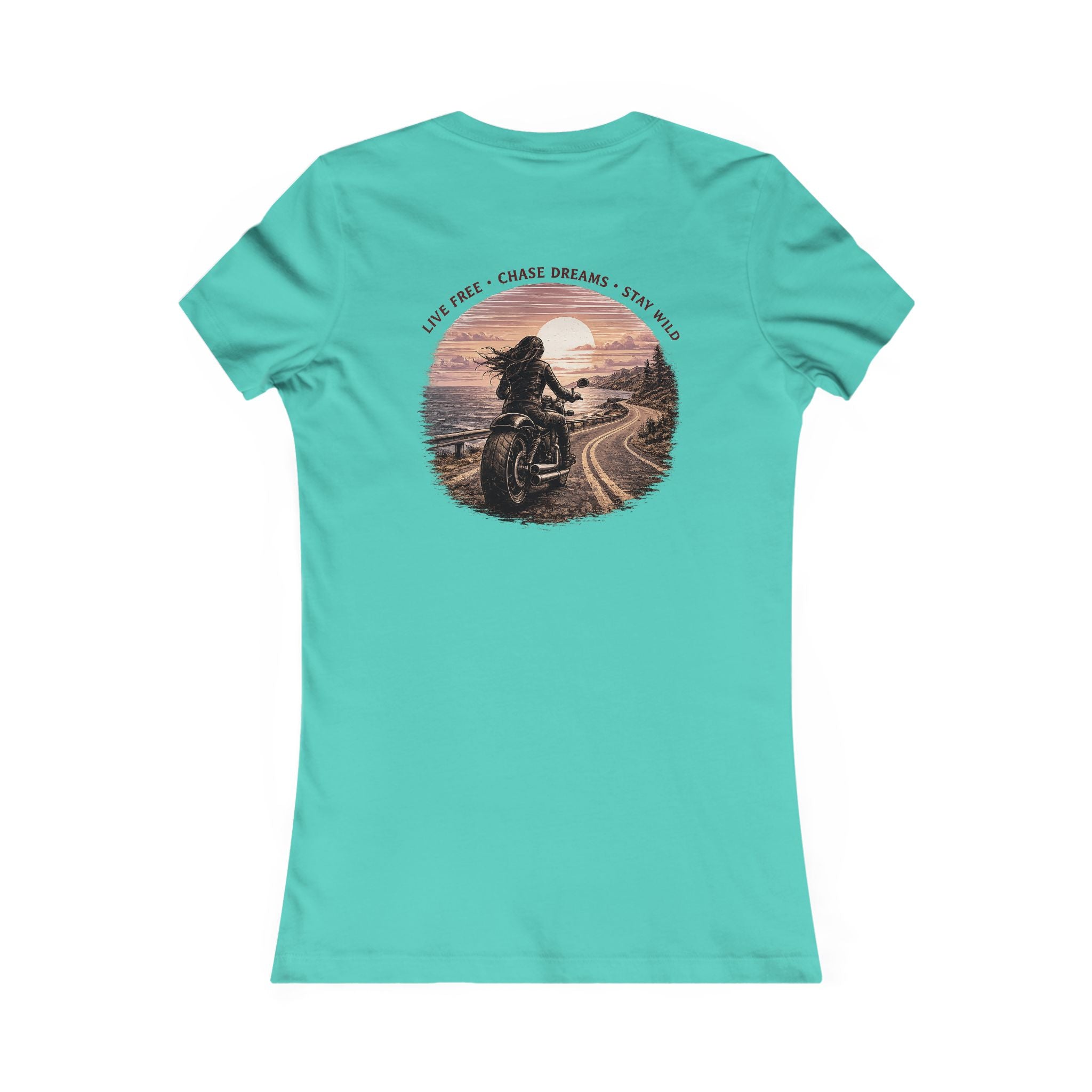 Women's Motorcycle Tee — "Live Free, Chase Dreams" Graphic Shirt
