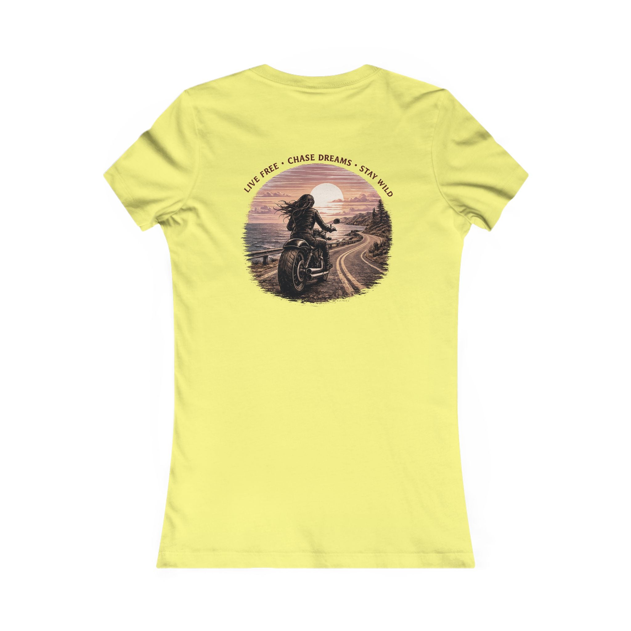 Women's Motorcycle Tee — "Live Free, Chase Dreams" Graphic Shirt