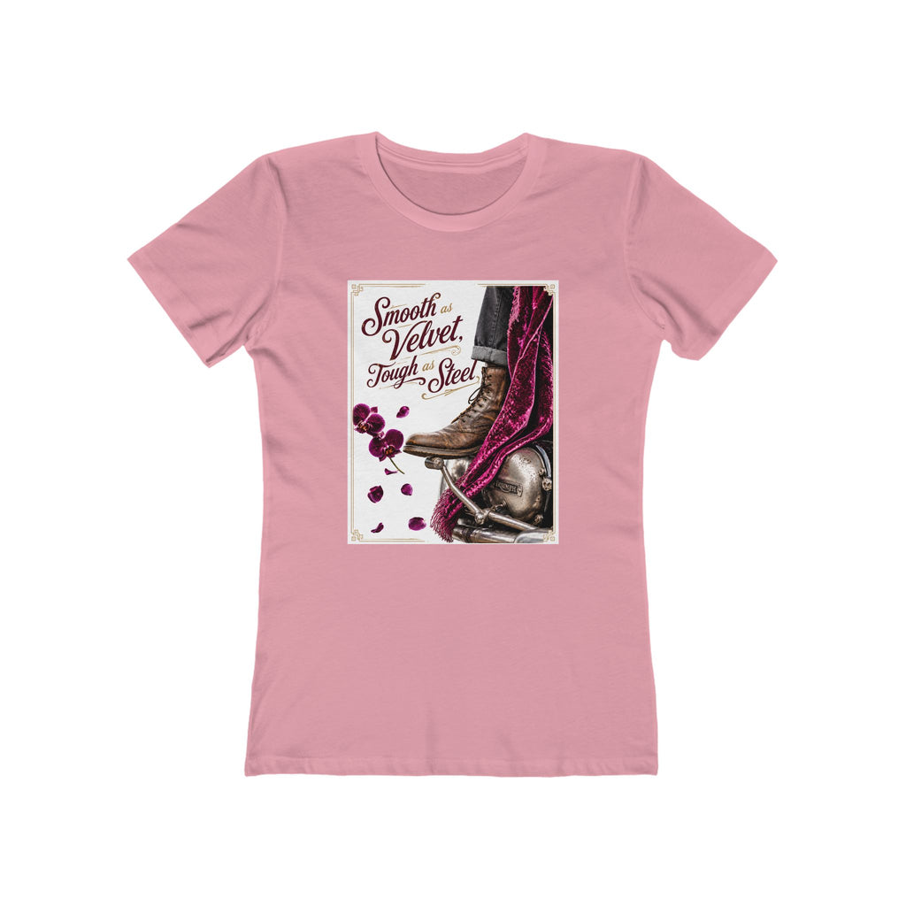 Smooth as Velvet, Tough as Nails- Motorcycle Graphic Tee — Women's Boyfriend T-Shirt