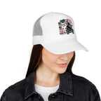 Motorcycle Trucker Hat — "No Explanations, No Apology, Full Throttle" Patriotic Biker Cap