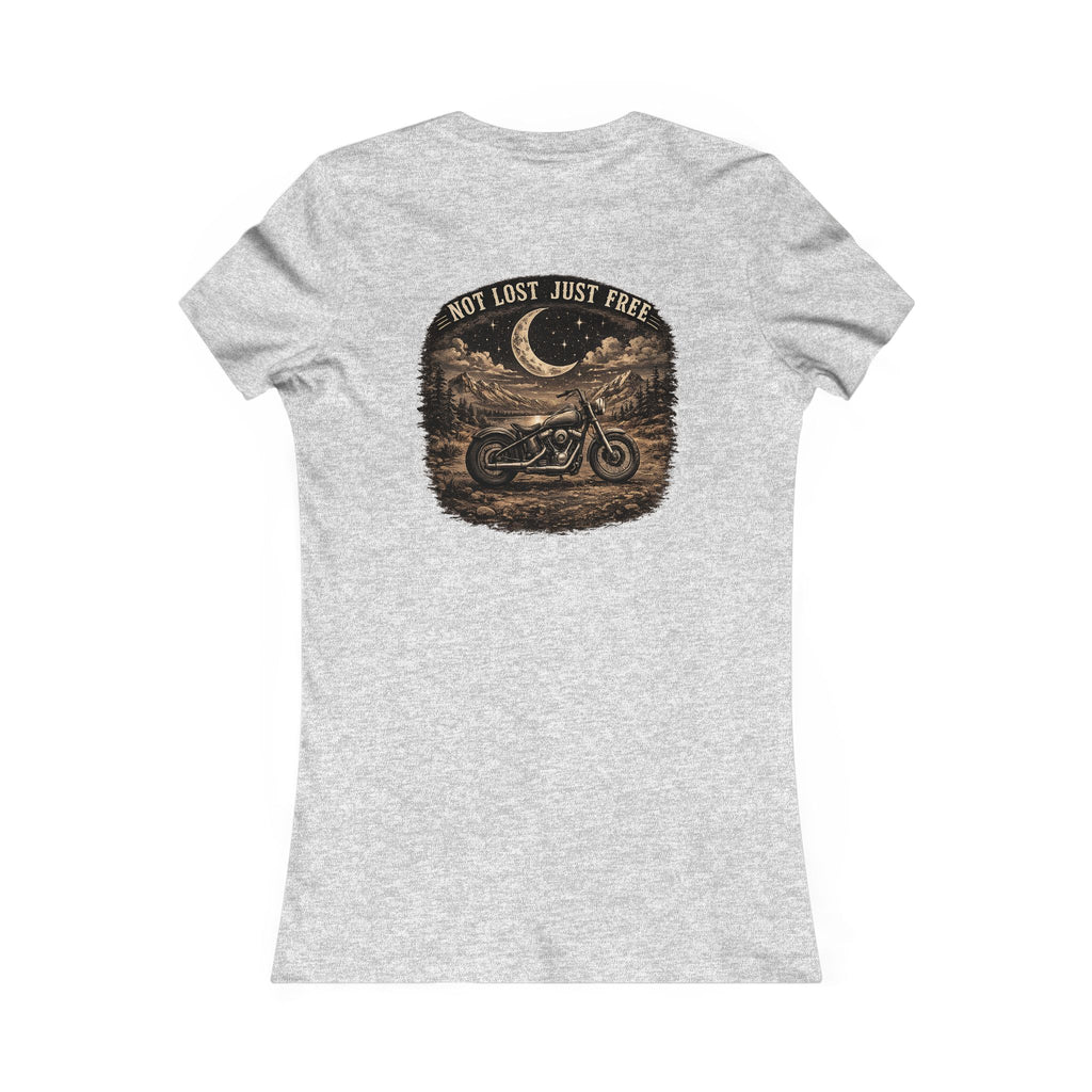 Women's Motorcycle Tee — "Not Lost, Just Free" Graphic Shirt