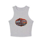 Chrome & Curves Racer Tank Top - Vintage Motorcycle Graphic Women's Crop