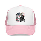 Motorcycle Trucker Hat — "No Explanations, No Apology, Full Throttle" Patriotic Biker Cap